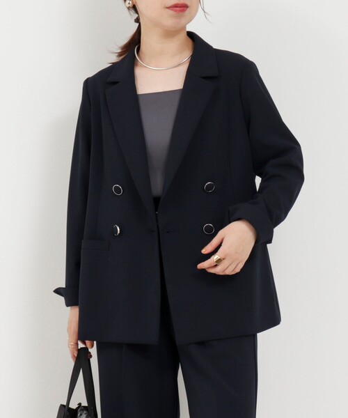 MICO COULIER（ミコクリエ）の「《セットアップ対応》ハイストレッチジョーゼットジャケット（テーラードジャケット・レディース・チャコールグレー/ネイビー/グレー系その他・38）」の5枚目の写真