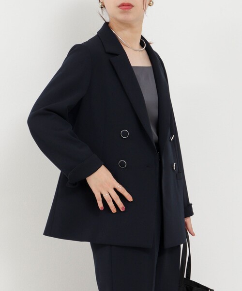 MICO COULIER（ミコクリエ）の「《セットアップ対応》ハイストレッチジョーゼットジャケット（テーラードジャケット・レディース・チャコールグレー/ネイビー/グレー系その他・38）」の9枚目の写真