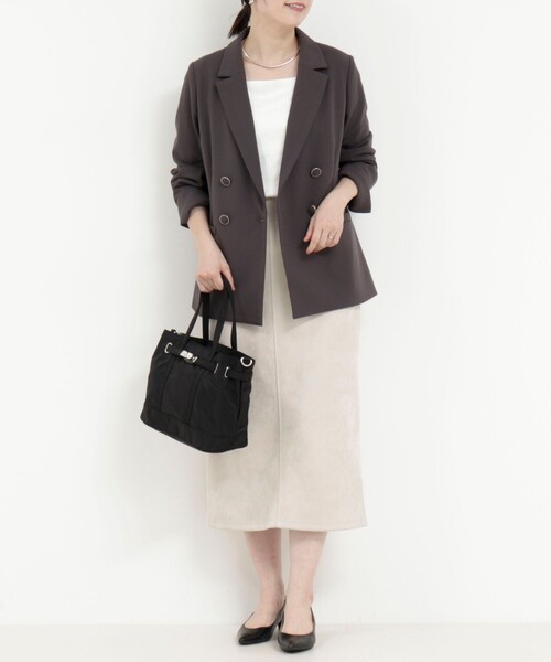 MICO COULIER（ミコクリエ）の「《セットアップ対応》ハイストレッチジョーゼットジャケット（テーラードジャケット・レディース・チャコールグレー/ネイビー/グレー系その他・38）」の11枚目の写真