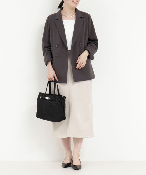 MICO COULIER（ミコクリエ）の「《セットアップ対応》ハイストレッチジョーゼットジャケット（テーラードジャケット・レディース・チャコールグレー/ネイビー/グレー系その他・38）」の18枚目の写真