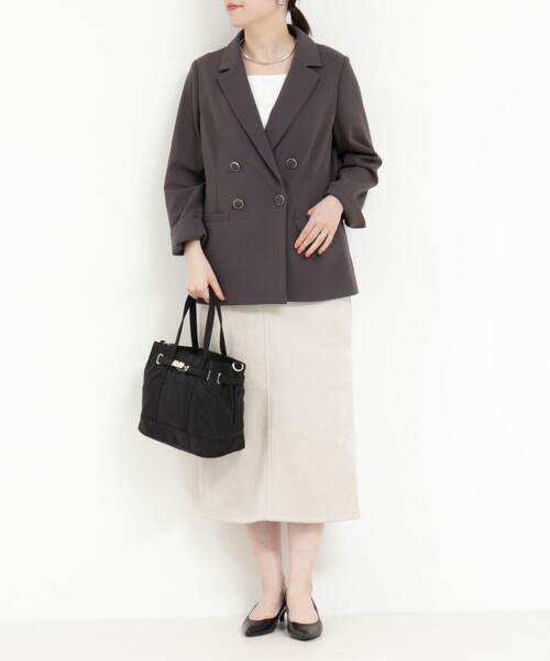 MICO COULIER（ミコクリエ）の「《セットアップ対応》ハイストレッチジョーゼットジャケット（テーラードジャケット・レディース・チャコールグレー/ネイビー/グレー系その他・38）」の19枚目の写真