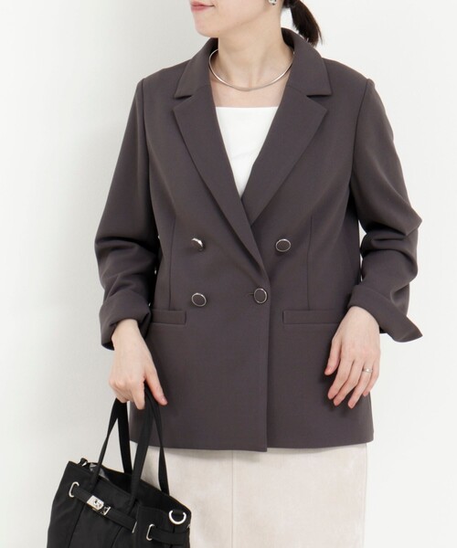 MICO COULIER（ミコクリエ）の「《セットアップ対応》ハイストレッチジョーゼットジャケット（テーラードジャケット・レディース・チャコールグレー/ネイビー/グレー系その他・38）」の20枚目の写真