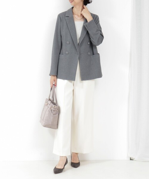 MICO COULIER（ミコクリエ）の「《セットアップ対応》ハイストレッチジョーゼットジャケット（テーラードジャケット・レディース・チャコールグレー/ネイビー/グレー系その他・38）」の22枚目の写真