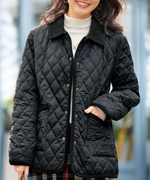 BELLUNA PLUS(ベルーナ)の「衿付キルト切替ジャケット(テーラードジャケット・レディース・ブラック/アイボリー・MEDIUM/LARGE/X-LARGE)」の1枚目の写真