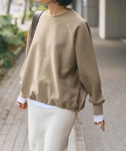 Spick & Span（スピックアンドスパン）の「ダンボールヘムギャザープルオーバー（Tシャツ/カットソー・レディース・チャコールグレー/ベージュ/ブラウン・FREE）」の3枚目の写真