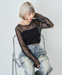 チュールドットシアープルオーバー