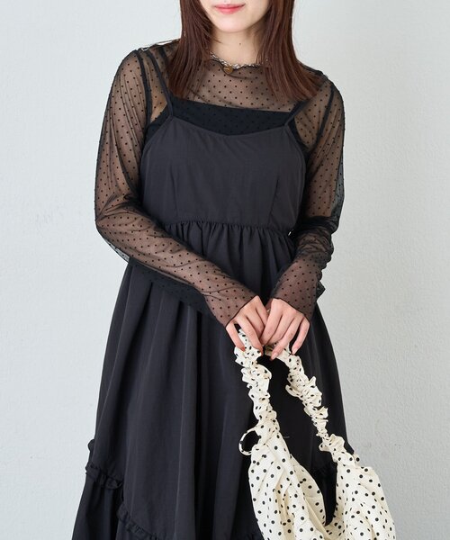 w closet（ダブルクローゼット）の「チュールドットシアープルオーバー（Tシャツ/カットソー・レディース・アイボリー/ブラック・FREE）」の19枚目の写真