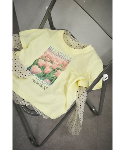 w closet（ダブルクローゼット）の「チュールドットシアープルオーバー シアーシャツ（Tシャツ/カットソー・レディース・アイボリー/ブラック・FREE）」の3枚目の写真