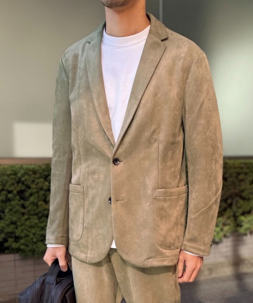 ikka（イッカ）の「【セットアップ対応】GOKU楽ワークスエードライクジャケット（テーラードジャケット・メンズ・ブラック/ベージュ・M/L/XL/S）」の2枚目の写真