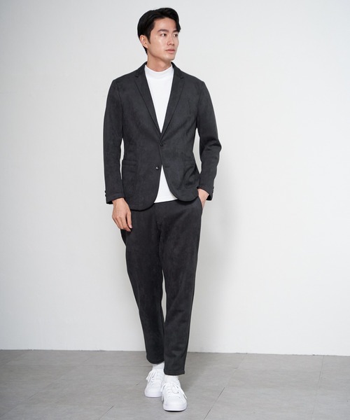 ikka（イッカ）の「【セットアップ対応】GOKU楽ワークスエードライクジャケット（テーラードジャケット・メンズ・ブラック/ベージュ・M/L/XL/S）」の9枚目の写真