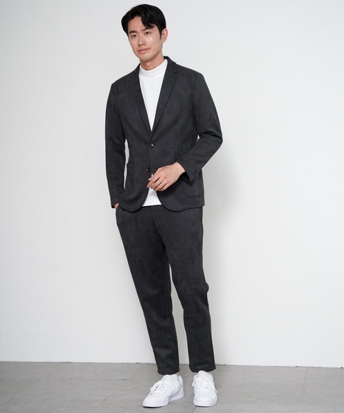 ikka（イッカ）の「【セットアップ対応】GOKU楽ワークスエードライクジャケット（テーラードジャケット・メンズ・ブラック/ベージュ・M/L/XL/S）」の6枚目の写真