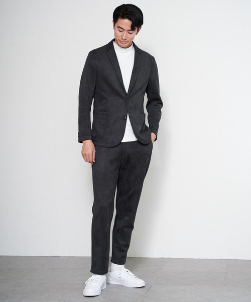 ikka（イッカ）の「【セットアップ対応】GOKU楽ワークスエードライクジャケット（テーラードジャケット・メンズ・ブラック/ベージュ・M/L/XL/S）」の3枚目の写真