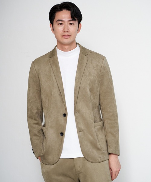 ikka（イッカ）の「【セットアップ対応】GOKU楽ワークスエードライクジャケット（テーラードジャケット・メンズ・ブラック/ベージュ・M/L/XL/S）」の5枚目の写真