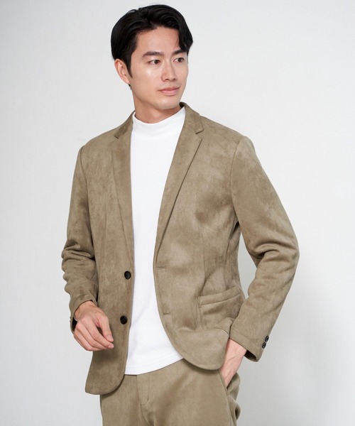 ikka（イッカ）の「【セットアップ対応】GOKU楽ワークスエードライクジャケット（テーラードジャケット・メンズ・ブラック/ベージュ・M/L/XL/S）」の18枚目の写真