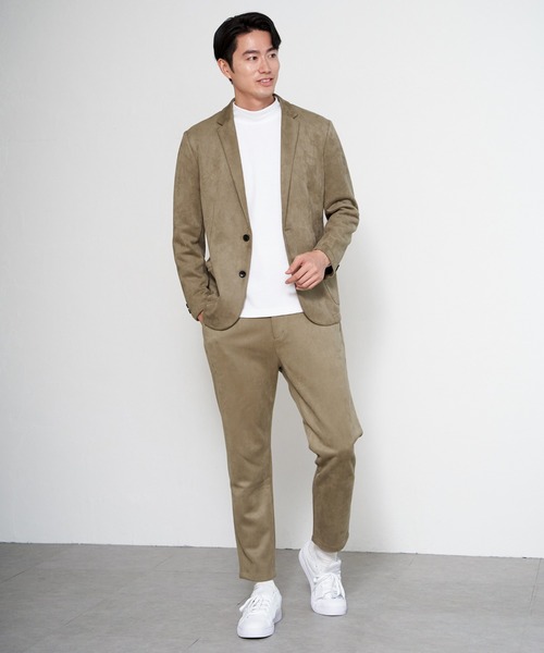 ikka（イッカ）の「【セットアップ対応】GOKU楽ワークスエードライクジャケット（テーラードジャケット・メンズ・ブラック/ベージュ・M/L/XL/S）」の13枚目の写真