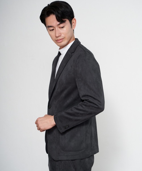 ikka（イッカ）の「【セットアップ対応】GOKU楽ワークスエードライクジャケット（テーラードジャケット・メンズ・ブラック/ベージュ・M/L/XL/S）」の14枚目の写真