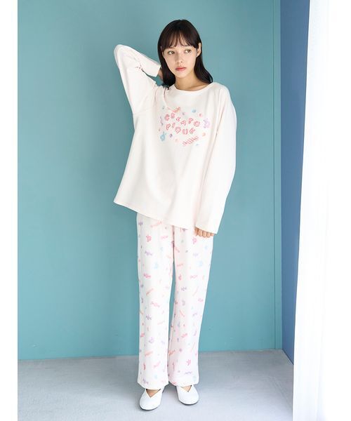 ぽこたです！◆ ジェラート・ピケ＊長袖ルームウェア キャンディ柄ロングパンツ（ルームウェア/パジャマ）｜gelato pique