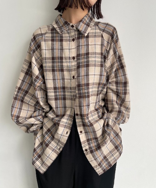 AIC.（エーアイシー）の「マルチウェイチェックオーバーシャツ（シャツ/ブラウス・レディース・ブラック/ブラウン/ベージュ・FREE）」の7枚目の写真
