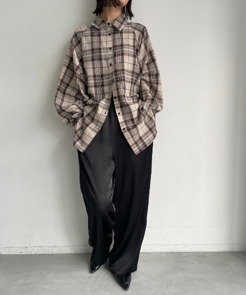AIC.（エーアイシー）の「マルチウェイチェックオーバーシャツ（シャツ/ブラウス・レディース・ブラック/ブラウン/ベージュ・FREE）」の19枚目の写真