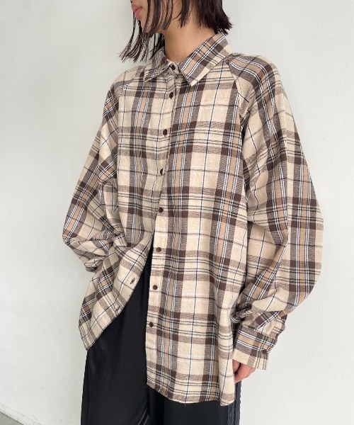 AIC.（エーアイシー）の「マルチウェイチェックオーバーシャツ（シャツ/ブラウス・レディース・ブラック/ブラウン/ベージュ・FREE）」の8枚目の写真