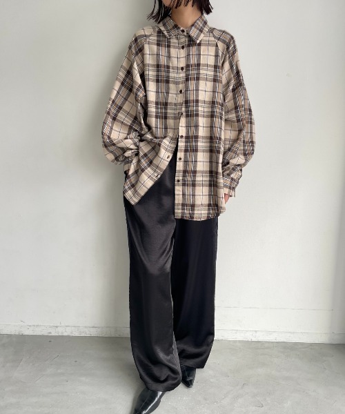 AIC.（エーアイシー）の「マルチウェイチェックオーバーシャツ（シャツ/ブラウス・レディース・ブラック/ブラウン/ベージュ・FREE）」の18枚目の写真