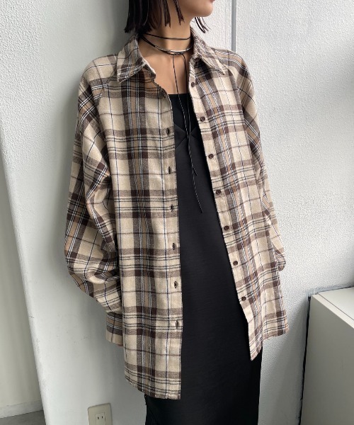 AIC.（エーアイシー）の「マルチウェイチェックオーバーシャツ（シャツ/ブラウス・レディース・ブラック/ブラウン/ベージュ・FREE）」の13枚目の写真