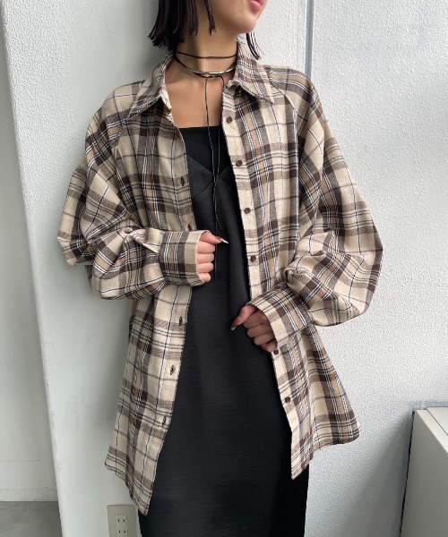 AIC.（エーアイシー）の「マルチウェイチェックオーバーシャツ（シャツ/ブラウス・レディース・ブラック/ブラウン/ベージュ・FREE）」の10枚目の写真