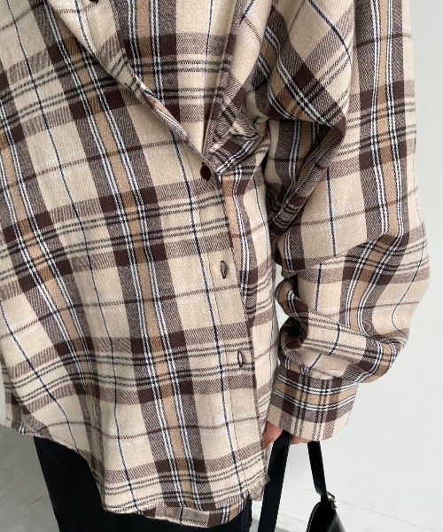 AIC.（エーアイシー）の「マルチウェイチェックオーバーシャツ（シャツ/ブラウス・レディース・ブラック/ブラウン/ベージュ・FREE）」の14枚目の写真