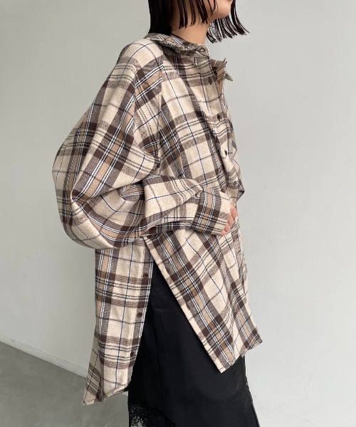 AIC.（エーアイシー）の「マルチウェイチェックオーバーシャツ（シャツ/ブラウス・レディース・ブラック/ブラウン/ベージュ・FREE）」の11枚目の写真
