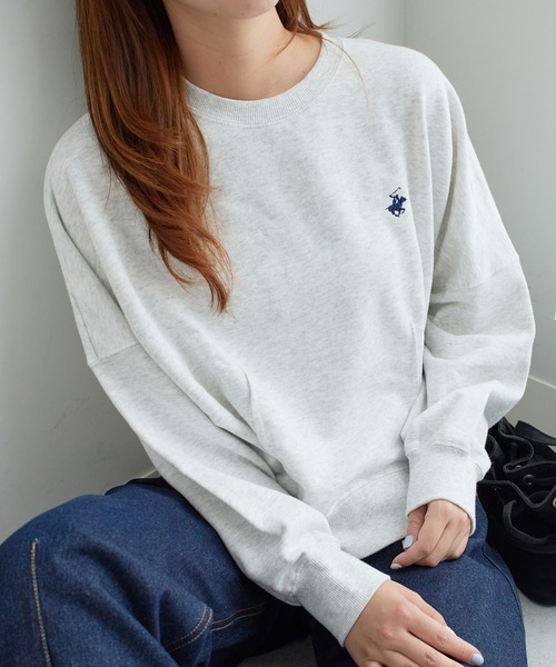 BEVERLY HILLS POLO CLUB(ビバリーヒルズポロクラブ)の「【BEVERLY HILLS POLO CLUB】コクーンシルエットスウェット(Tシャツ/カットソー・レディース・オレンジ/ブラック/ブルー/オートミール・M)」の2枚目の写真