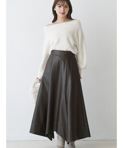 MERCURYDUO(マーキュリーデュオ)の「ハンカチヘムフレアスカート(スカート・レディース・ブラック/ブラウン・SMALL/MEDIUM)」の1枚目の写真