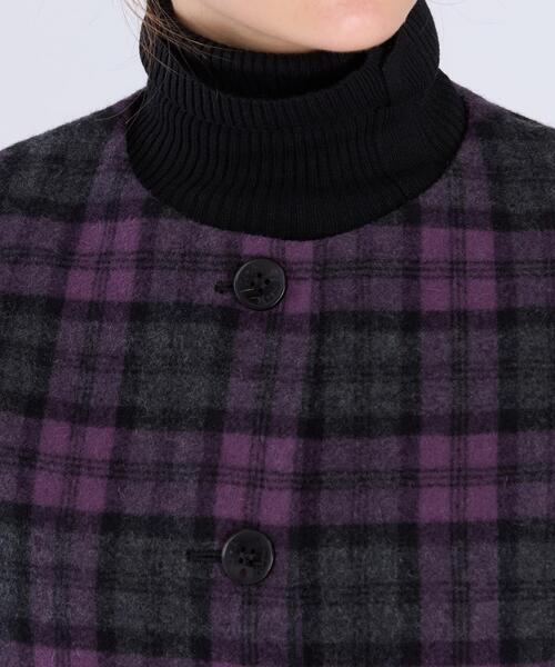 セール】タータンチェック ショート ジャケット（ノーカラージャケット