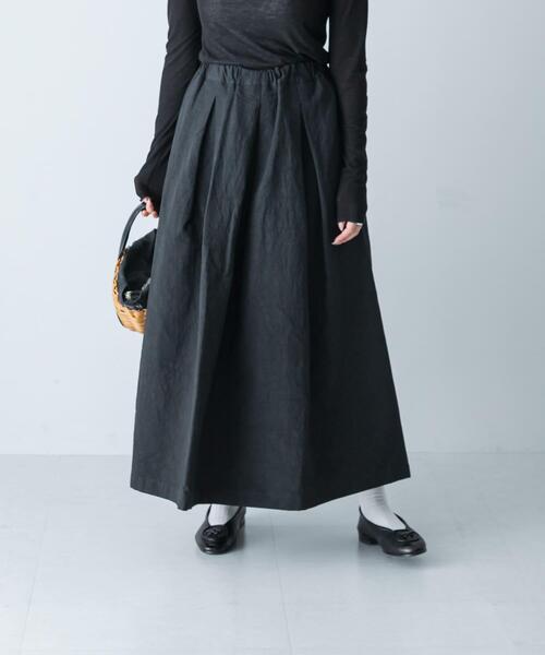 かぐれ（カグレ）の「Tuck skirt（スカート・レディース・ライトベージュ/ブラック・FREE）」の7枚目の写真