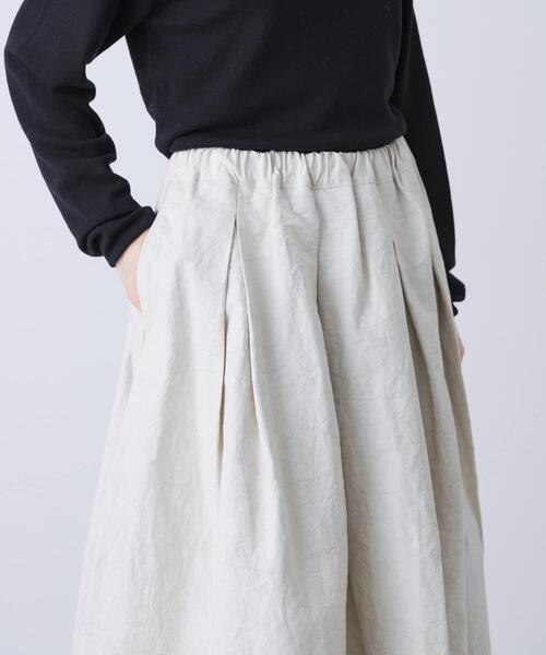 かぐれ（カグレ）の「Tuck skirt（スカート・レディース・ライトベージュ/ブラック・FREE）」の10枚目の写真
