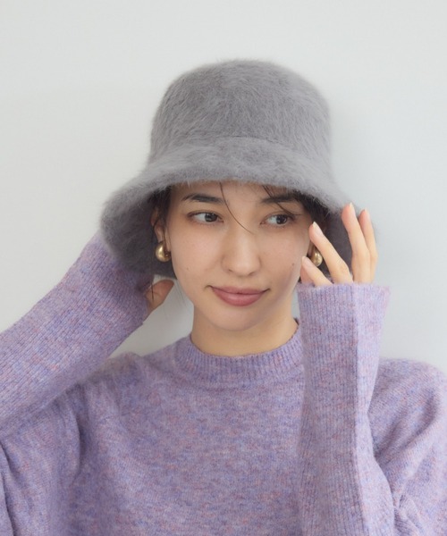 KATHARINE ROSS（キャサリンロス）の「【KATHARINE ROSS】【JUNK PRODUCTIONS】ライクアンゴラベルハット（ハット・レディース・ホワイト/グレー/ベージュ・MEDIUM）」の2枚目の写真