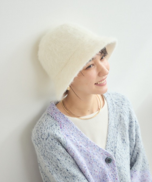 KATHARINE ROSS（キャサリンロス）の「【KATHARINE ROSS】【JUNK PRODUCTIONS】ライクアンゴラベルハット（ハット・レディース・ホワイト/グレー/ベージュ・MEDIUM）」の7枚目の写真