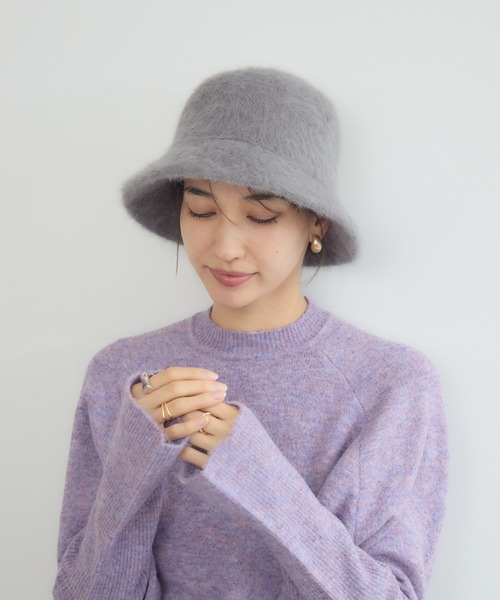 KATHARINE ROSS（キャサリンロス）の「【KATHARINE ROSS】【JUNK PRODUCTIONS】ライクアンゴラベルハット（ハット・レディース・ホワイト/グレー/ベージュ・MEDIUM）」の12枚目の写真