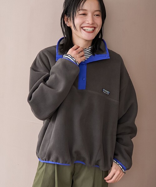 coen(コーエン)の「【PARKNIK(パークニック)】ハーフスナップフリース(スウェット・レディース・ケリーグリーン/ダークグレー/ベージュ・L/M)」の2枚目の写真