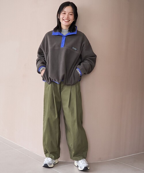 coen(コーエン)の「【PARKNIK(パークニック)】ハーフスナップフリース(スウェット・レディース・ケリーグリーン/ダークグレー/ベージュ・L/M)」の8枚目の写真