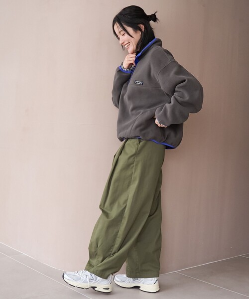 coen(コーエン)の「【PARKNIK(パークニック)】ハーフスナップフリース(スウェット・レディース・ケリーグリーン/ダークグレー/ベージュ・L/M)」の9枚目の写真