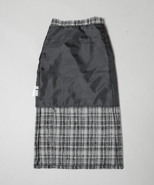 セール】チェックフリンジラップ風スカート(セットアップ可)（スカート