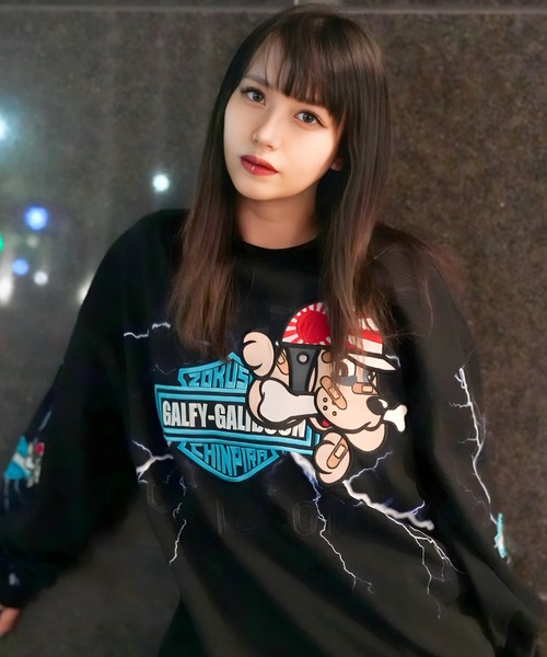 GALFY(ガルフィー)の「GA×GALFY-バイク乗りロンTee(Tシャツ/カットソー・メンズ・ブラック/ブラック系2/チャコール/ホワイト・L/XL)」の1枚目の写真