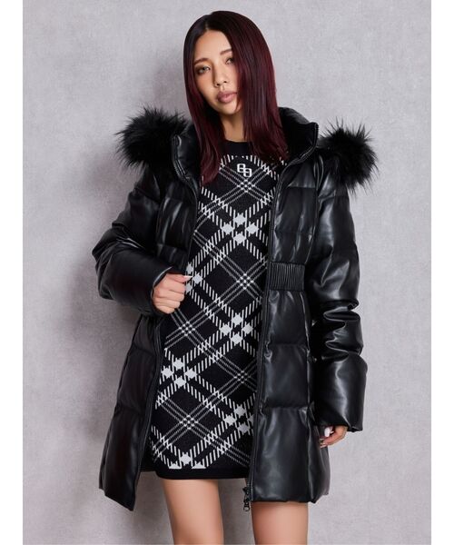 GYDA（ジェイダ）の「GG embroideryラメチェックニットワンピース（ワンピース・レディース・ベージュ/オフホワイト/ブラック・FREE）」の5枚目の写真