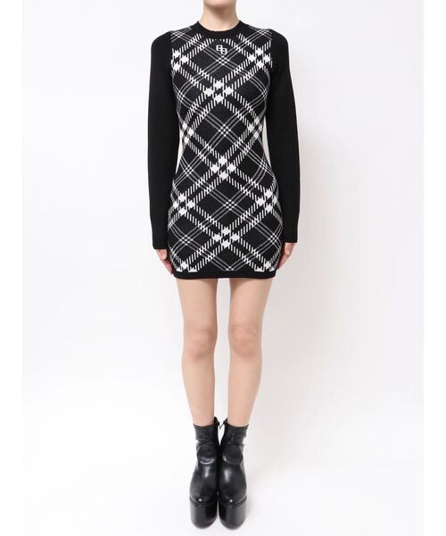 GYDA（ジェイダ）の「GG embroideryラメチェックニットワンピース（ワンピース・レディース・ベージュ/オフホワイト/ブラック・FREE）」の14枚目の写真