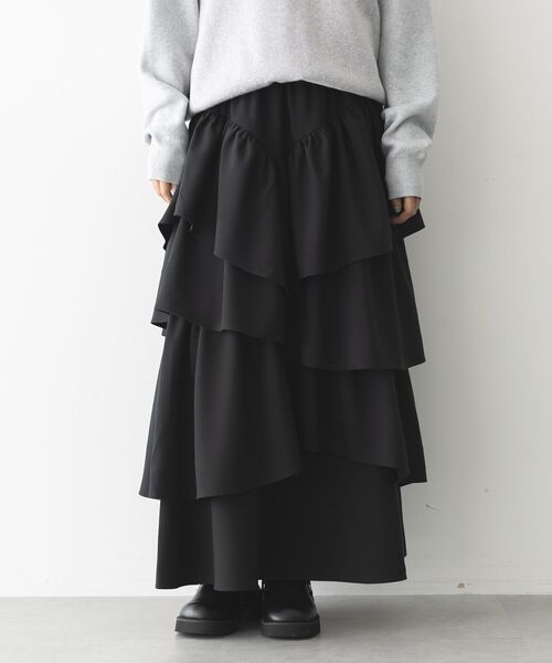 GARAGE OF GOOD CLOTHING（ガレージオブグッドクロージング）の「ムジランダムティアードフリルスカート（スカート・レディース・グレー/ブラック・FREE）」の2枚目の写真