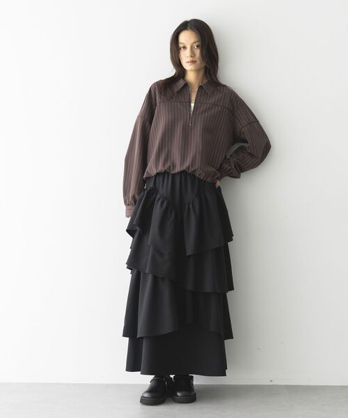 GARAGE OF GOOD CLOTHING（ガレージオブグッドクロージング）の「ムジランダムティアードフリルスカート（スカート・レディース・グレー/ブラック・FREE）」の14枚目の写真