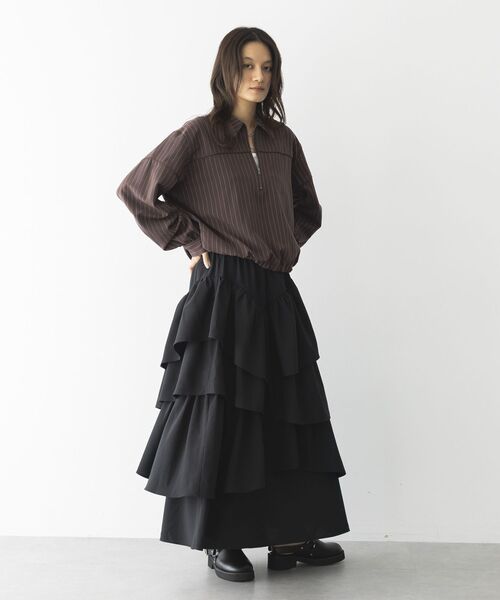 GARAGE OF GOOD CLOTHING（ガレージオブグッドクロージング）の「ムジランダムティアードフリルスカート（スカート・レディース・グレー/ブラック・FREE）」の13枚目の写真