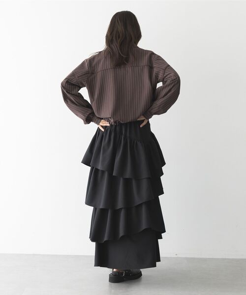 GARAGE OF GOOD CLOTHING（ガレージオブグッドクロージング）の「ムジランダムティアードフリルスカート（スカート・レディース・グレー/ブラック・FREE）」の12枚目の写真