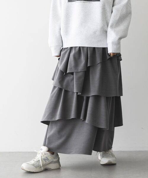 GARAGE OF GOOD CLOTHING（ガレージオブグッドクロージング）の「ムジランダムティアードフリルスカート（スカート・レディース・グレー/ブラック・FREE）」の18枚目の写真