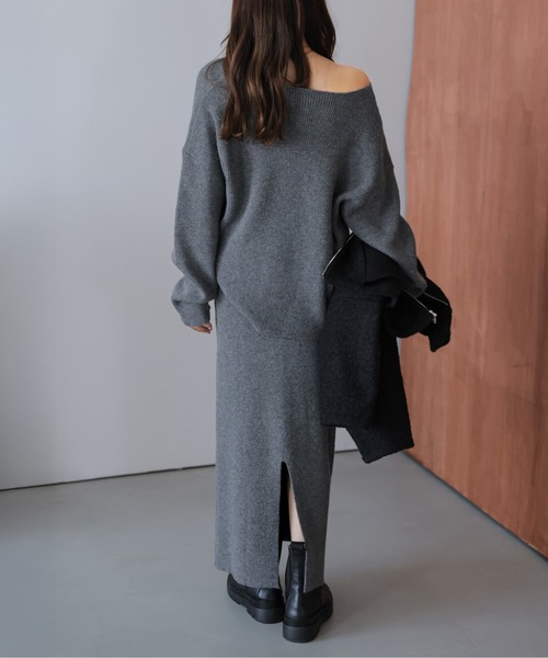 AMELY(エミリー)の「リブニットセットアップ(セットアップ・レディース・ブラック/グレー/ベージュ/ブラウン・フリー)」の9枚目の写真